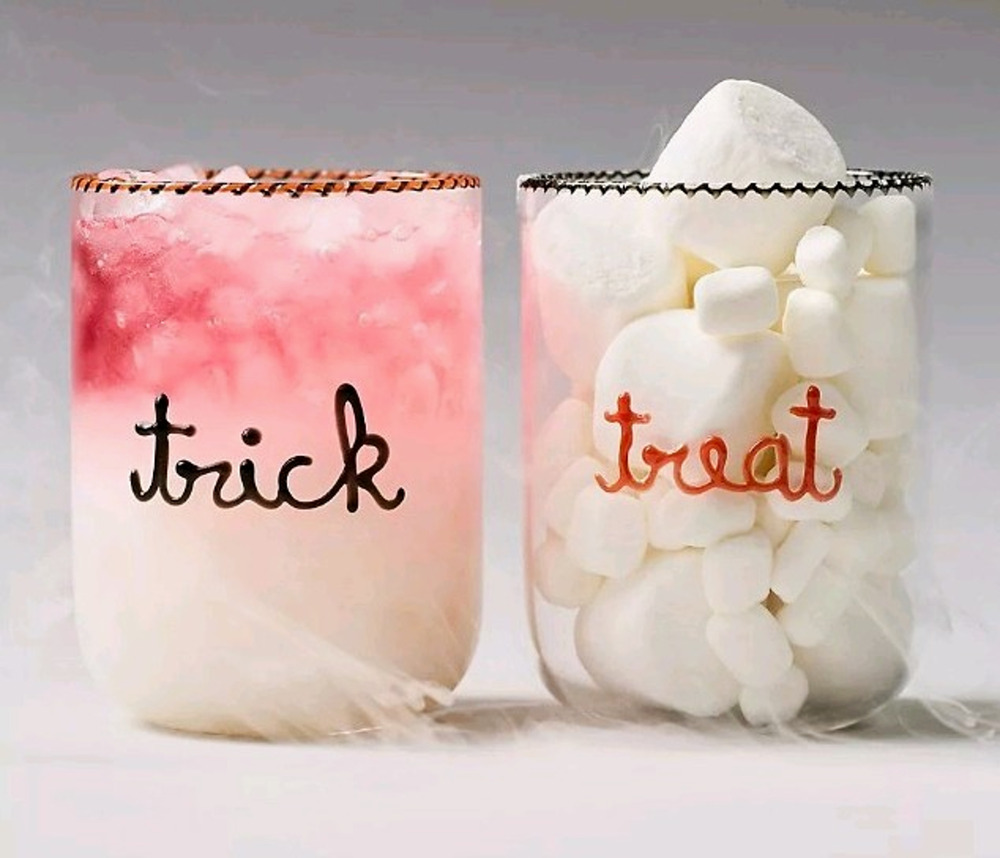 Anthropologie Love Notes Halloween Trick & Treat Juice Glasses, Set of 2 new